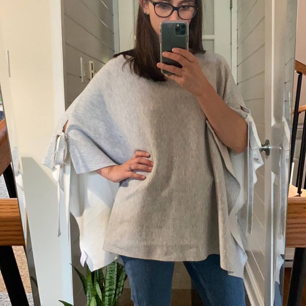 Ann Taylor Grey Shawl Sweater/Sweatshirt material